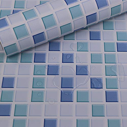Blu Hode Mosaico Adesivi Decorativi per Piastrelle Cucina Vinile Impermeabile PVC Autoadesivo Decorazione,Mosaico,40X300cm,Carta da Parati per Bagno Adesivi per Piastrelle 