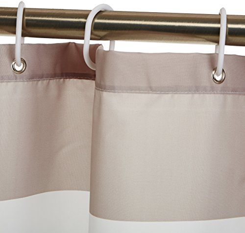 Dainty Home Linea Tenda Doccia In Tessuto 3D Effetto Lino - Blu Navy 178x184 Cm, Motivo A Righe Ombre, Lavabile - 3