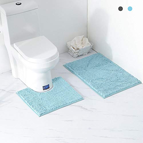 Homcomoda antiscivolo tappetini da bagno tappeti assorbenti in microfibra per il bagno 50x80cm Gradiente blu