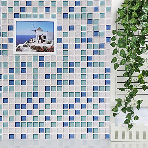 Blu Hode Mosaico Adesivi Decorativi per Piastrelle Cucina Vinile Impermeabile PVC Autoadesivo Decorazione,Mosaico,40X300cm,Carta da Parati per Bagno Adesivi per Piastrelle 