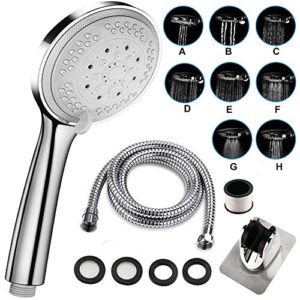 COMLIFE Soffione Doccia,Doccia a Mano,7 Mode Soffioni per Doccia Materiale in Acciaio Plastificato ABS e Connettore G1 // 2 Testa Doccia a Mano,Tazza Doccia per Bagno Prese dAcqua Autopulenti